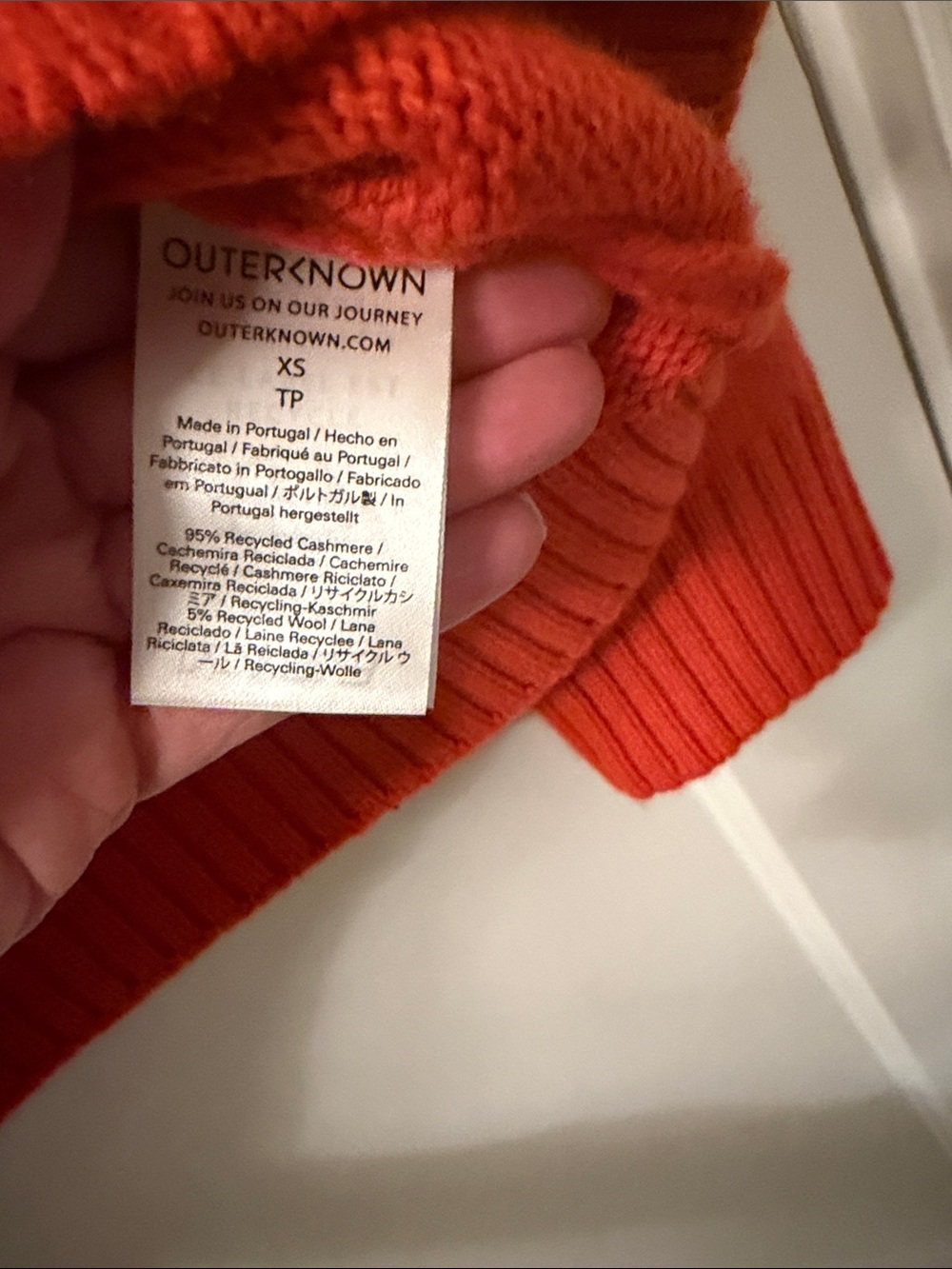 Outerknown Classic Cashmere Crewneck Women’s Sweater in Red - Picture 3 of 5